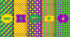 Bright abstract mardi gras pattern set - vector clipart