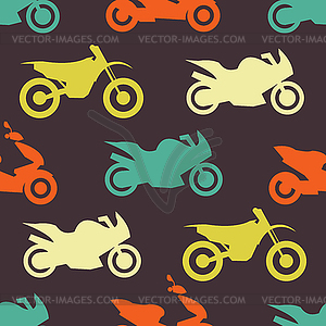 Retro motorcycle seamless pattern - vector clipart / vector image