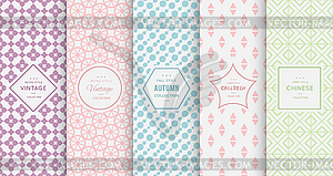 Pastel retro different seamless patterns - vector clip art