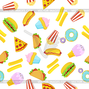 Fast food seamless pattern - vector clipart