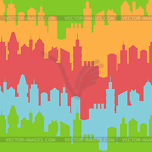 Modern city silhouette seamless pattern - vector clipart