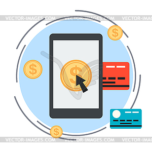 Online banking, mobile payment, money transfer concept - vector image