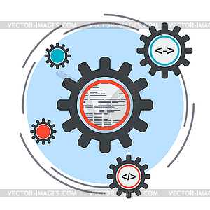 Application development, program coding concept - vector clip art