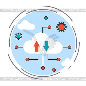 Концепция облачных вычислений - векторный клипарт / векторное изображение