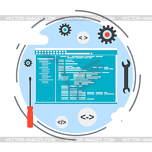 Application development, program coding, SEO concept - vector clipart