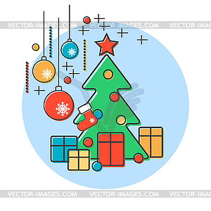 Christmas and New Year vector illustration - vector clip art