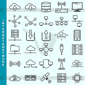 Internet and network, cloud computing vector icons - vector image