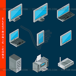 Компьютер Оборудование для сбора иконки - векторный клипарт / векторное изображение