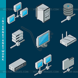 Internet and network equipment icons  - vector clip art