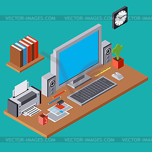 Computer workplace vector illustration - vector image