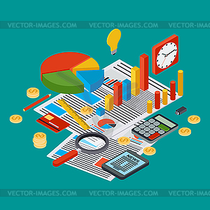 Business report, financial analytics vector concept - vector image