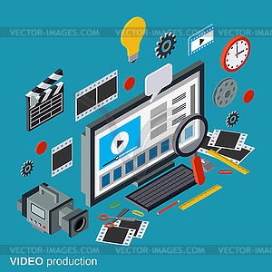 Video production vector concept - vector clip art