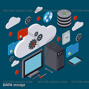 Cloud computing, data storage vector concept - vector image