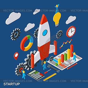 Business startup, innovation, business plan concept - vector clip art