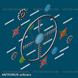 Antivirus software, virus search, computer security - vector image