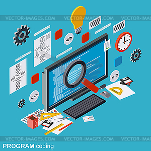 Program coding, SEO optimization vector concept - vector image