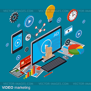 Video marketing, advertising, promotion concept - vector image