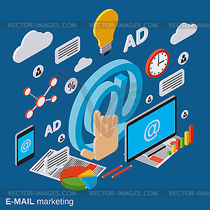 E-mail marketing, advertising, promotion concept - vector image