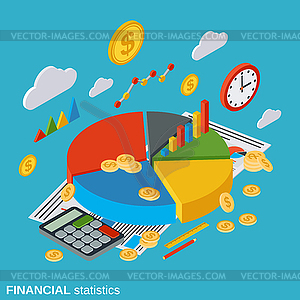 Financial statistics, analysis, market trends diagram - vector image