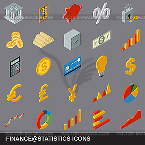 Financial statistics icons collection - vector image