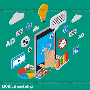 Mobile marketing, advertising, promotion - vector image