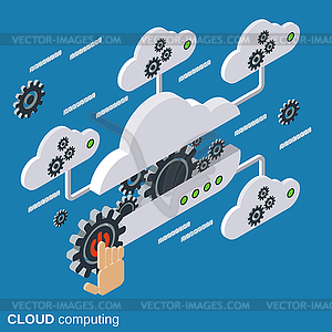 Cloud computing, network, data processing - royalty-free vector clipart