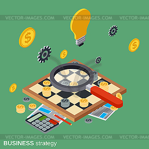 Business strategy, chess game, solution search - vector image