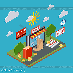 Online shopping, e-commerce, distant trade - vector clipart