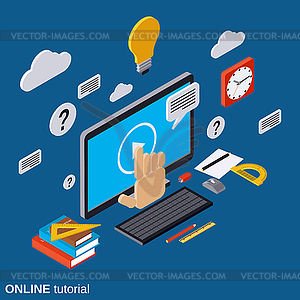 Интернет образование, обучение, учебник, руководство пользователя - стоковое векторное изображение
