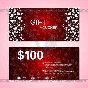 Valentine's Day gift voucher, discount coupon - vector image