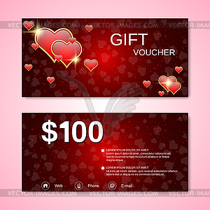 Valentine's Day gift voucher, discount coupon - vector clipart