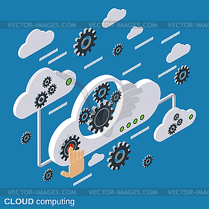 Cloud computing, network, data processing - vector image