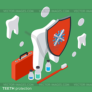 Teeth protection, stomatology. healthcare - vector image