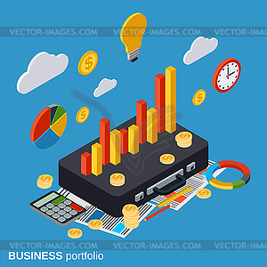 Business portfolio, financial statistics, analysis - vector clipart