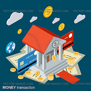 Money transfer, financial transaction, banking - vector clip art