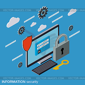 Компьютерная безопасность, контроль доступа, защита данных - изображение в векторе / векторный клипарт