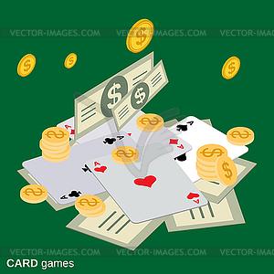 Card games flat isometric vector concept - vector clip art