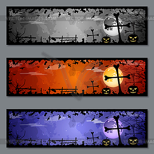 Halloween colorful banners vector set - royalty-free vector clipart