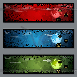 Halloween colorful banners vector set - vector image