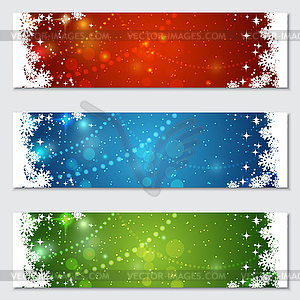 Рождественские и новогодние красочные векторные баннеры - векторный клипарт