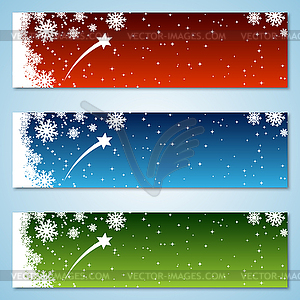 Рождественские и новогодние красочные векторные баннеры - векторное изображение клипарта