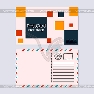 Abstract geometric style postcard vector template - vector clipart