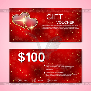 Valentine's Day gift voucher vector design template - vector image