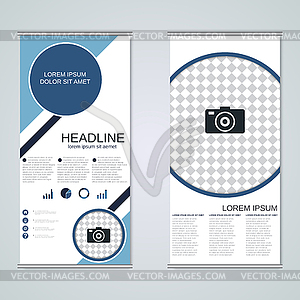 Modern roll-up banner vector design template - color vector clipart