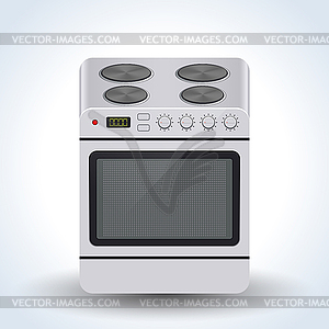 Realistic home electric oven vector icon - vector image