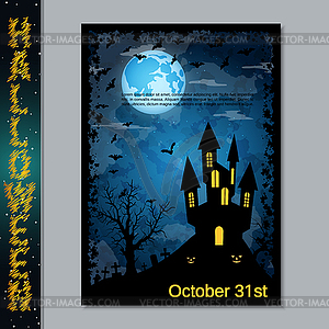 Halloween night flyer vector template - vector image