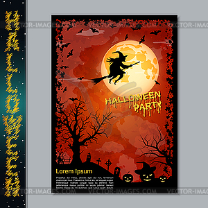 Halloween night flyer vector template - vector clipart