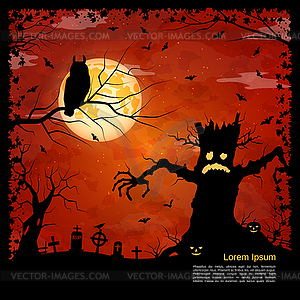 Halloween night vector background - vector clipart / vector image