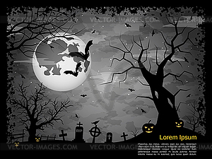 Хэллоуин ночь Векторный фон - векторное изображение