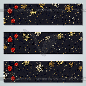 Christmas and New Year vector banners set - vector image
